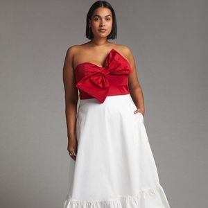 NWT Anthropologie Hutch Bow Tie Strapless Maxi Dress